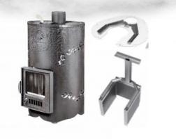 Дровяная печь для бани Ферингер Уют-25 ПФ. В кожухе стандарт, с кассетами и наливным устройством.